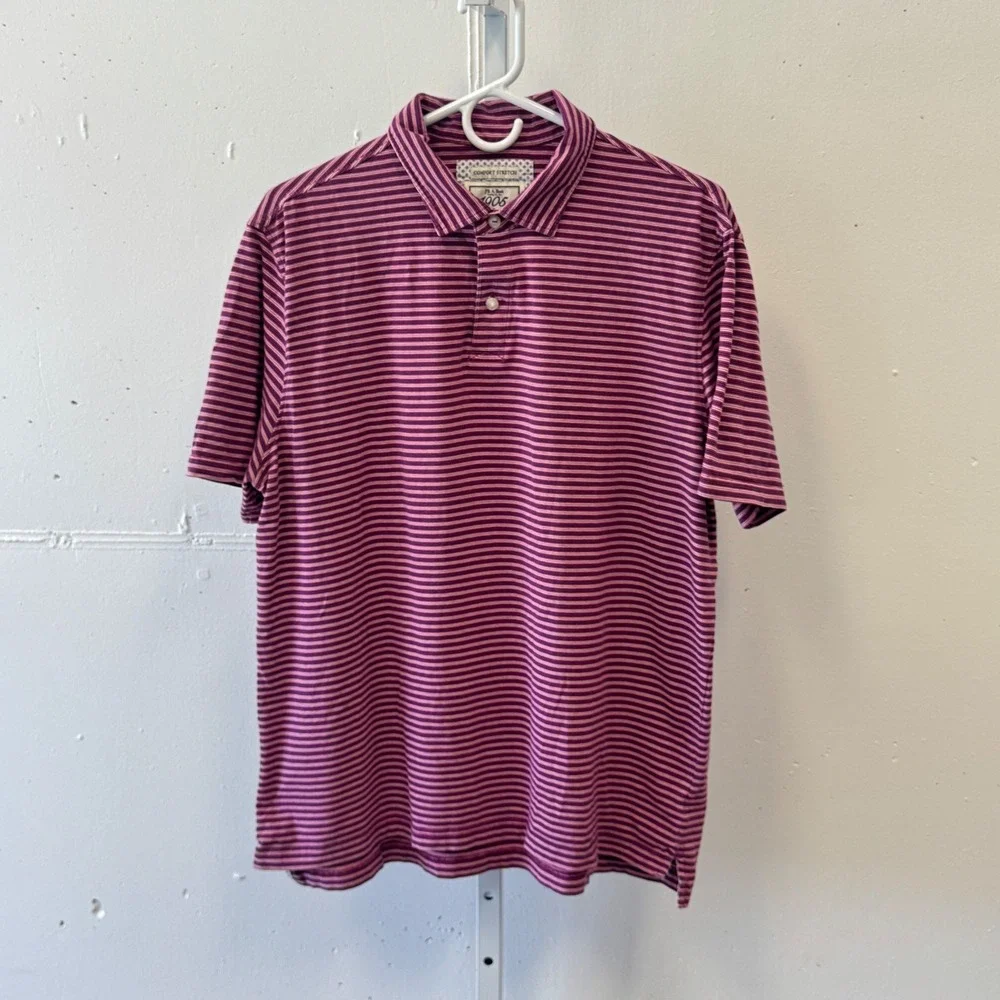 Jos. A. Bank 1905 Tailored Fit Polo Shirt Men's XL Purple‎ Pink Striped Stretch